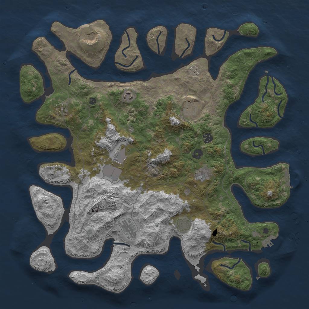 Rust Map: Procedural Map, Size: 4500, Seed: 230413343, 18 Monuments