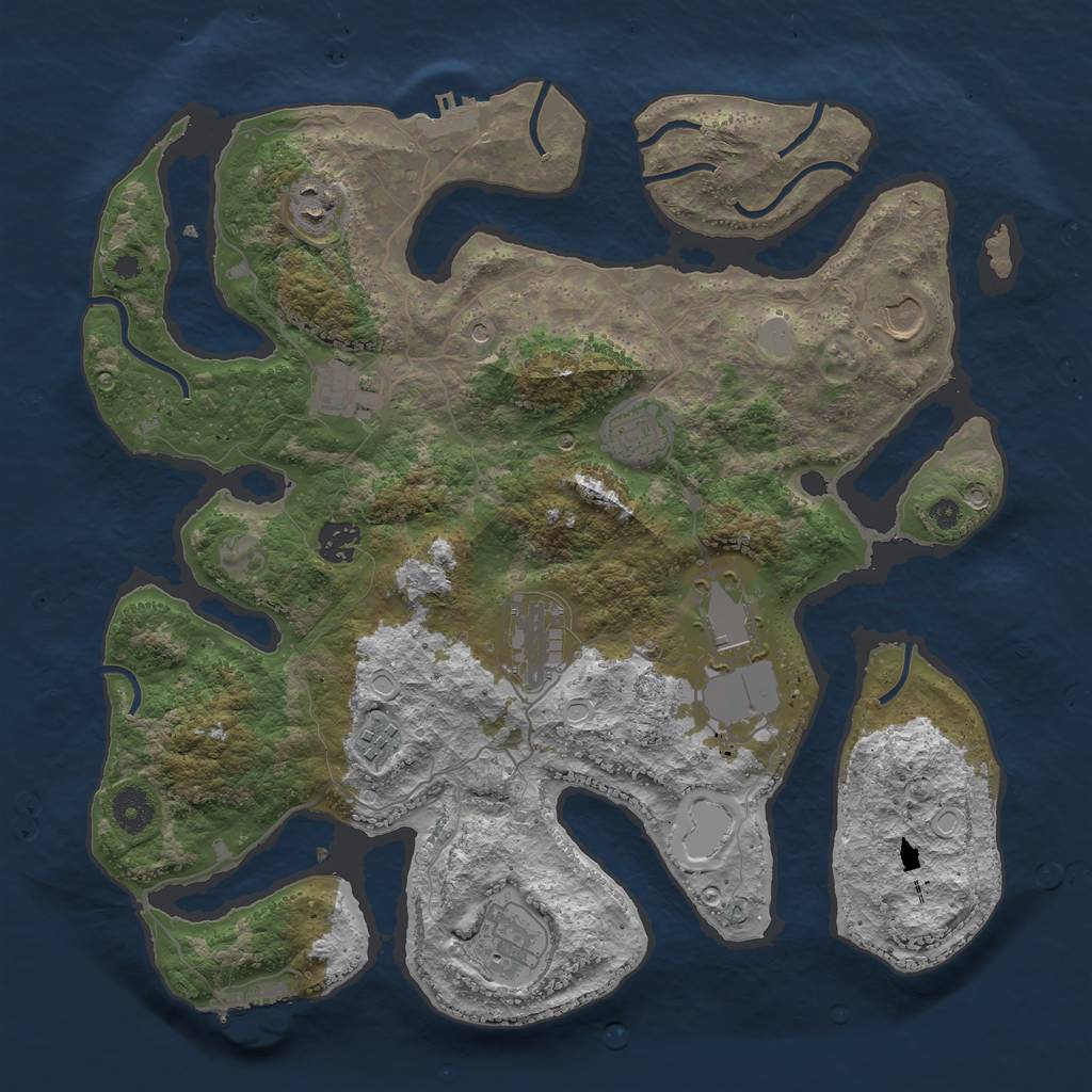 Rust Map: Procedural Map, Size: 3800, Seed: 90121, 17 Monuments