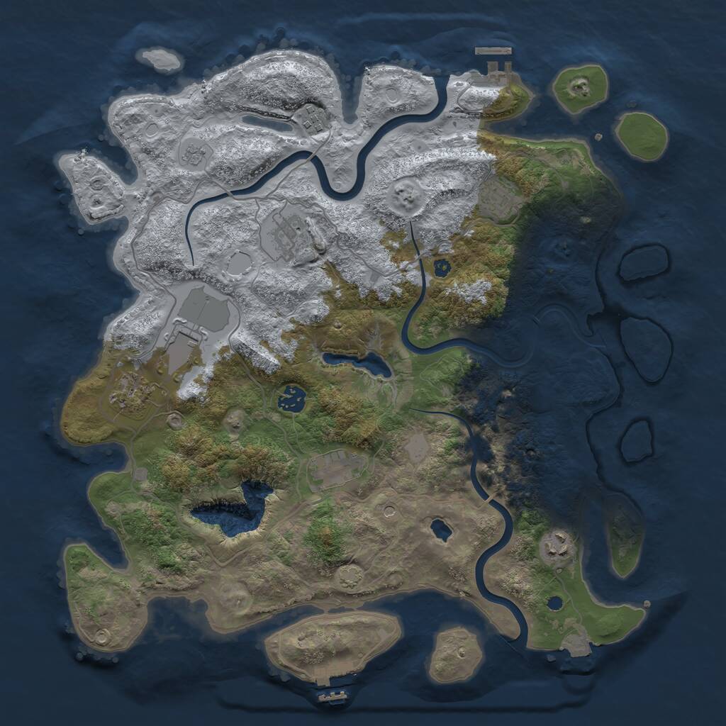 Rust Map: Procedural Map, Size: 4000, Seed: 617833, 14 Monuments