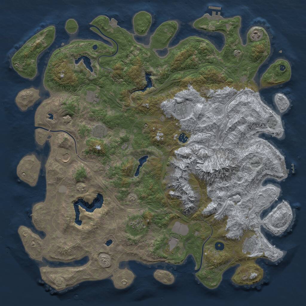 Rust Map: Procedural Map, Size: 5000, Seed: 43150, 16 Monuments