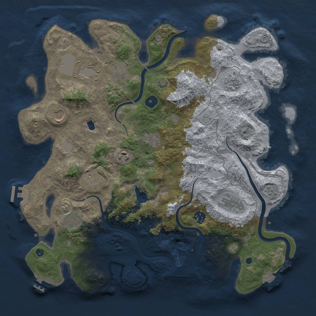 Rust Map: Procedural Map, Size: 4000, Seed: 265695, 17 Monuments