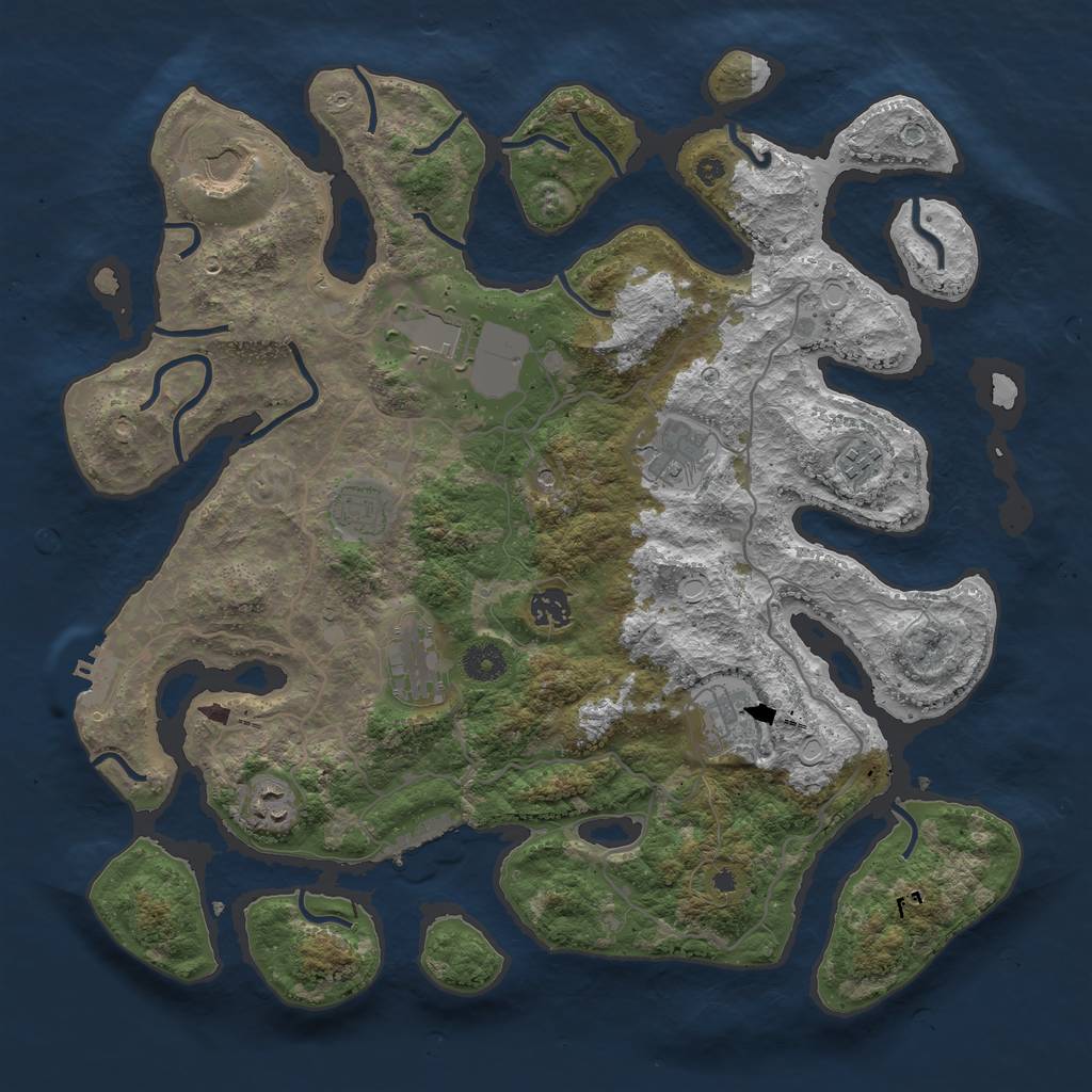 Rust Map: Procedural Map, Size: 4000, Seed: 265695, 17 Monuments