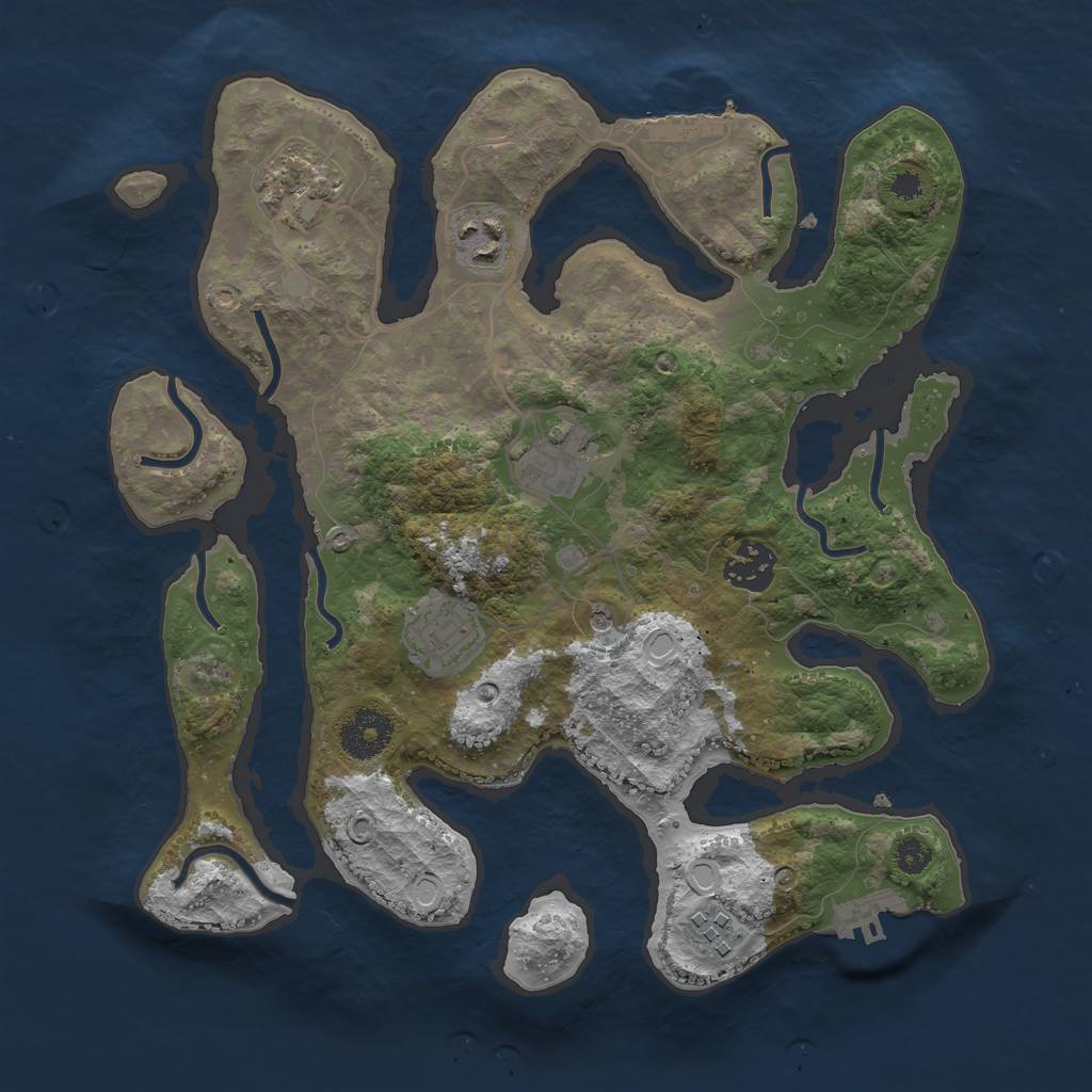 Rust Map: Procedural Map, Size: 3200, Seed: 383986, 14 Monuments