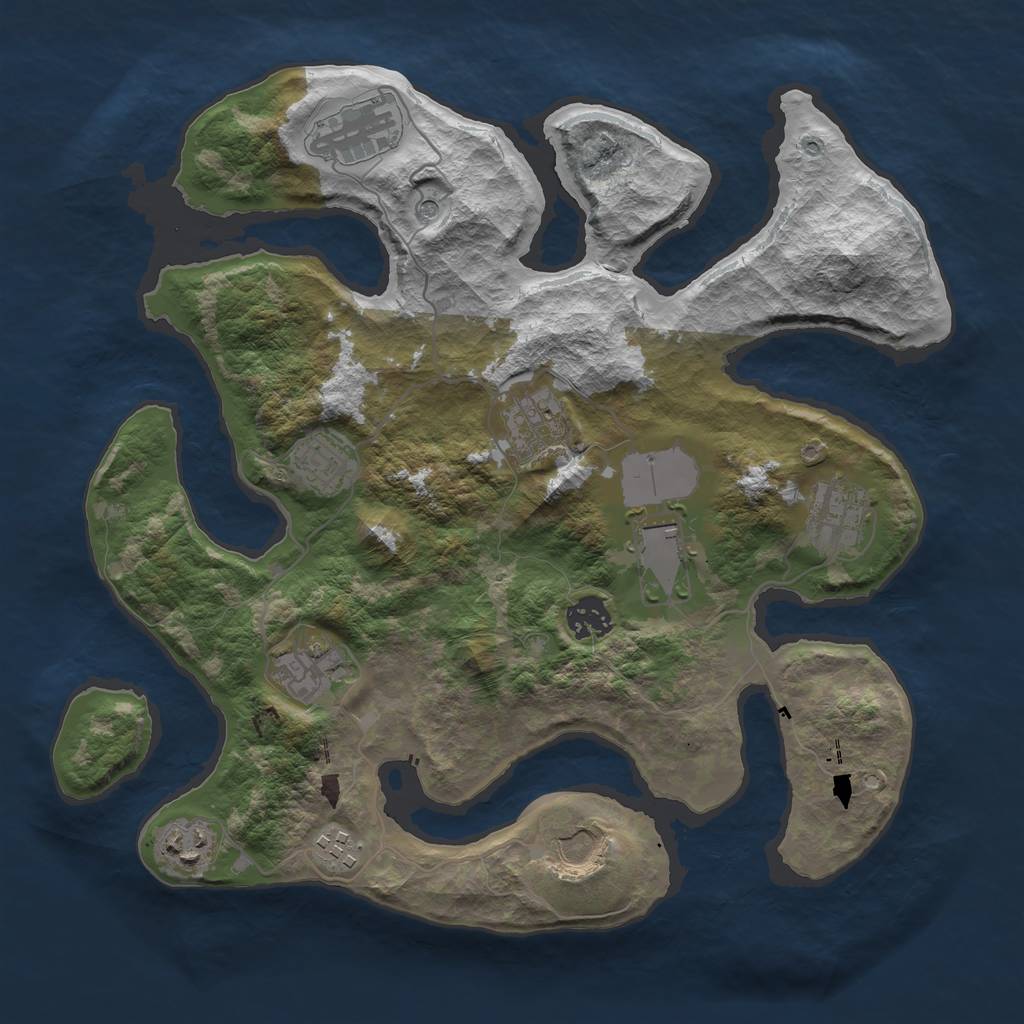 Rust Map: Barren, Size: 3500, Seed: 1588077325, 13 Monuments