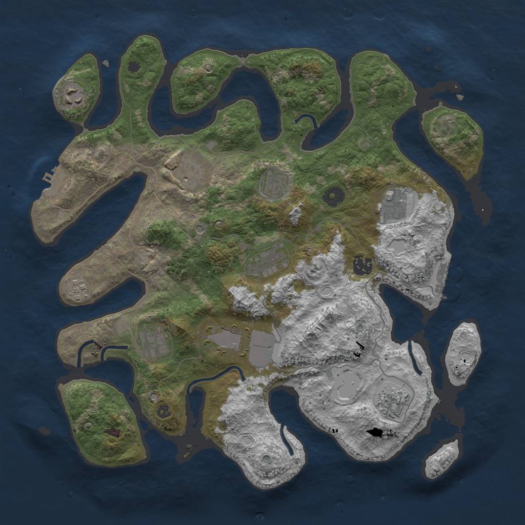 Rust Map: Procedural Map, Size: 3850, Seed: 508730319, 18 Monuments