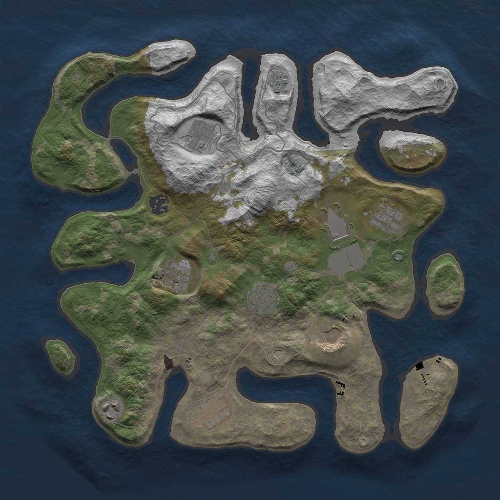 Rust Map: Barren, Size: 3700, Seed: 71453026, 13 Monuments