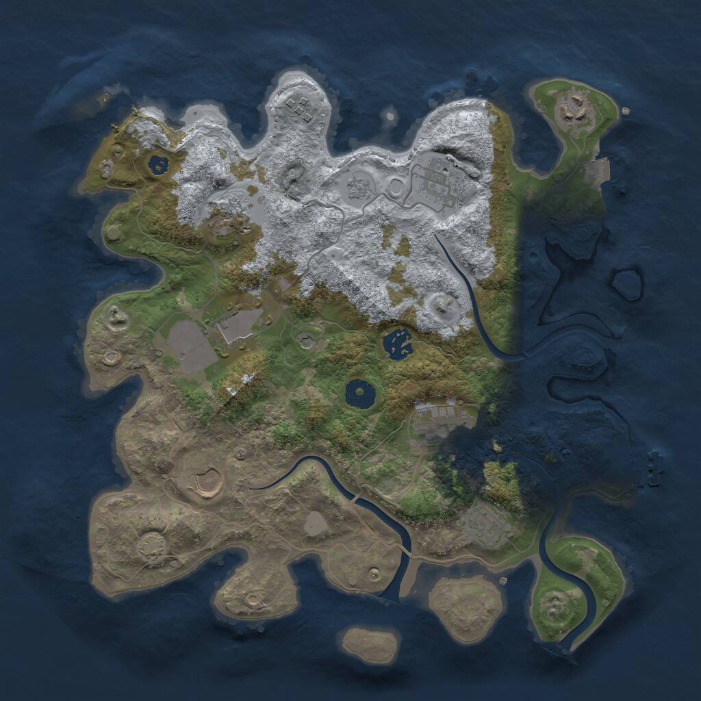 Rust Map: Procedural Map, Size: 3500, Seed: 93439721, 14 Monuments