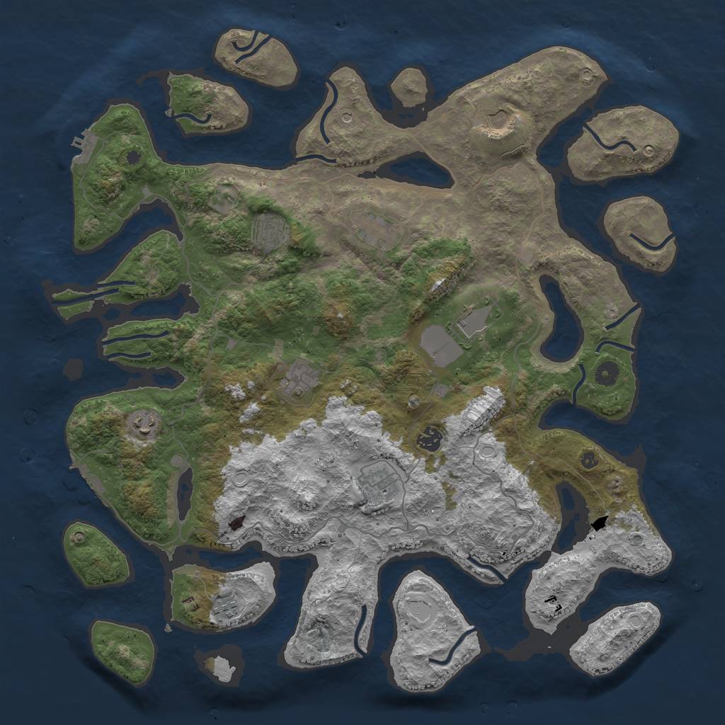 Rust Map: Procedural Map, Size: 4500, Seed: 451475, 17 Monuments