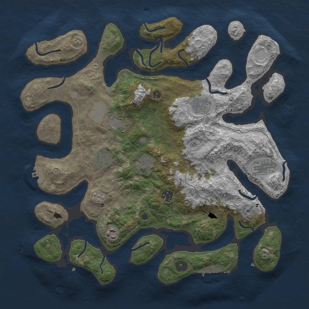 Rust Map: Procedural Map, Size: 4000, Seed: 4096, 16 Monuments