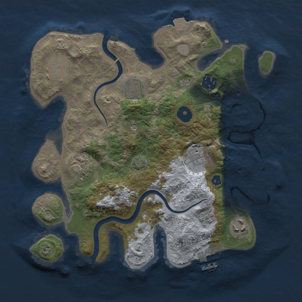 Rust Map: Procedural Map, Size: 3000, Seed: 385667288, 12 Monuments