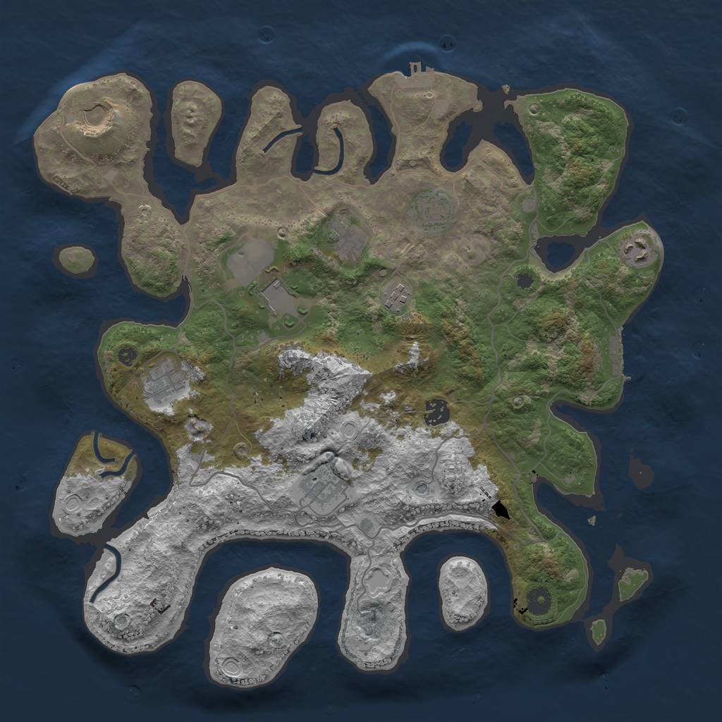 Rust Map: Procedural Map, Size: 4000, Seed: 2304450, 17 Monuments