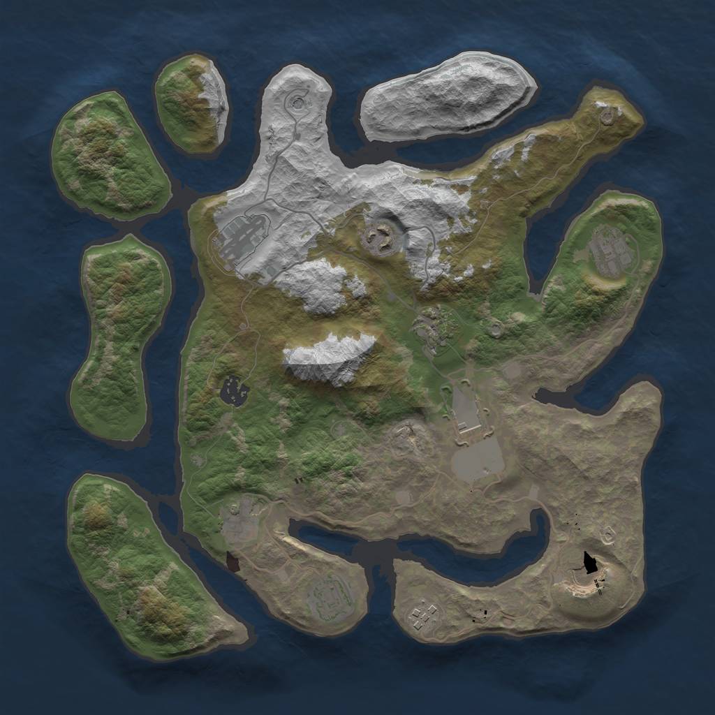 Rust Map: Barren, Size: 3700, Seed: 942143409, 13 Monuments