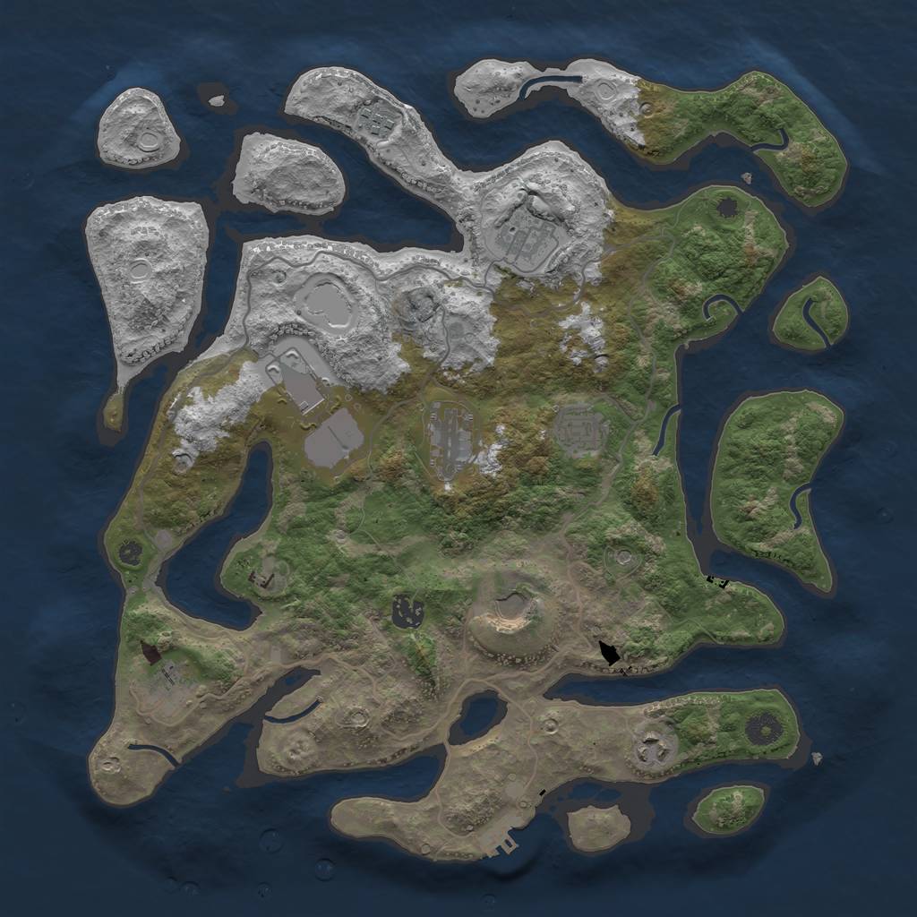 Rust Map: Procedural Map, Size: 4000, Seed: 1714926783, 16 Monuments