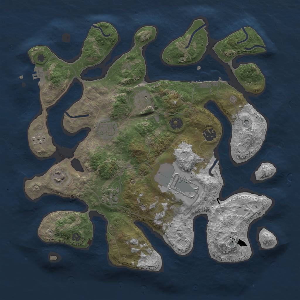 Rust Map: Procedural Map, Size: 3500, Seed: 820860714, 15 Monuments