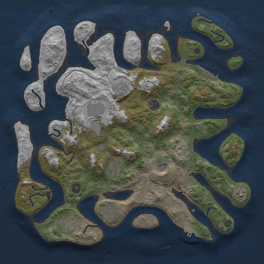 Rust Map: Procedural Map, Size: 4000, Seed: 986653, 17 Monuments