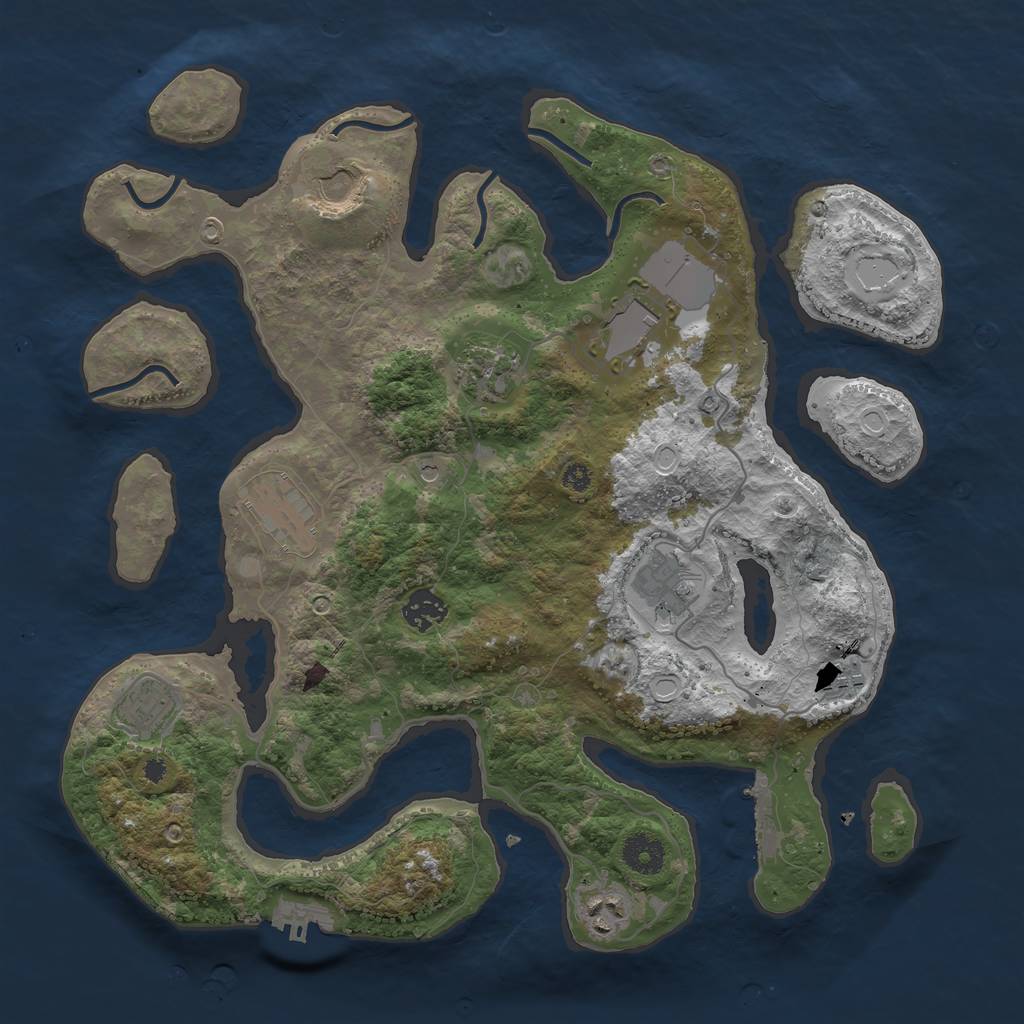 Rust Map: Procedural Map, Size: 3700, Seed: 1460502, 17 Monuments