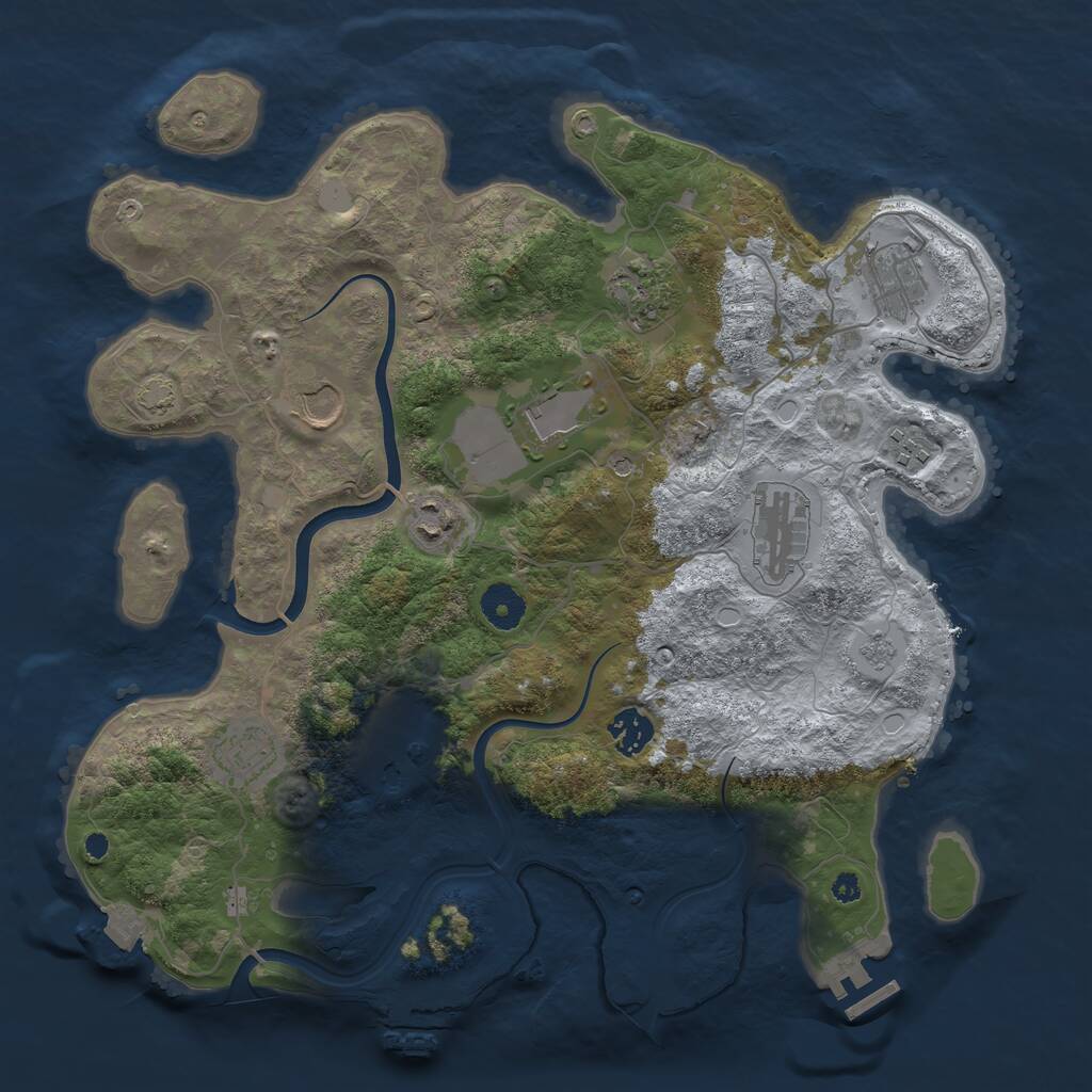 Rust Map: Procedural Map, Size: 3700, Seed: 1460502, 16 Monuments