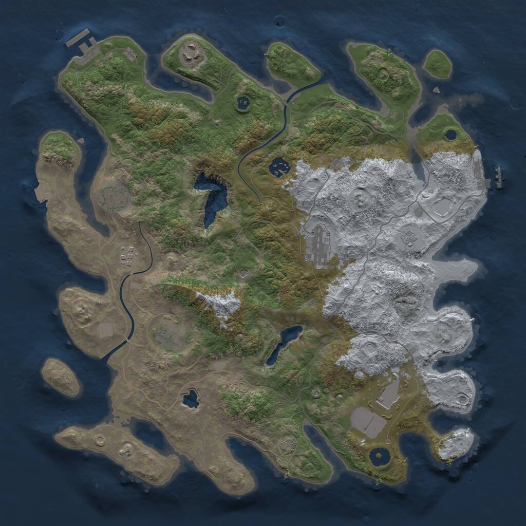Rust Map: Procedural Map, Size: 4000, Seed: 715653937, 13 Monuments