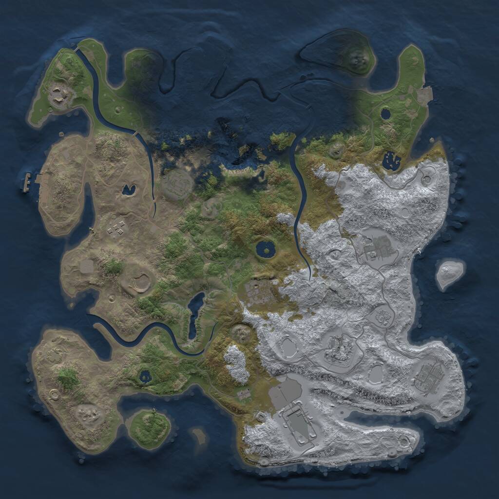 Rust Map: Procedural Map, Size: 4000, Seed: 2146695593, 16 Monuments