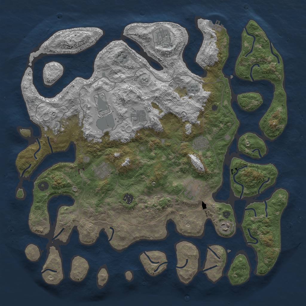 Rust Map: Procedural Map, Size: 4500, Seed: 513105485, 17 Monuments