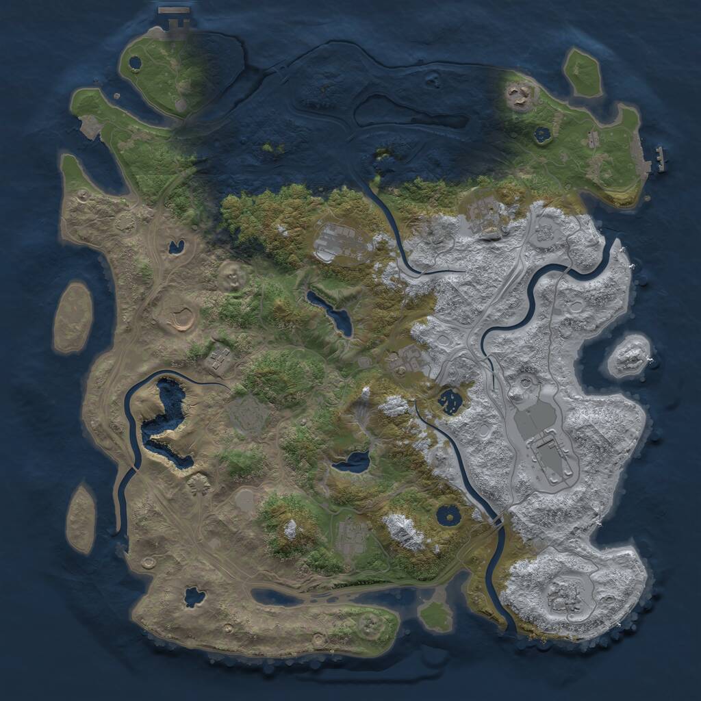 Rust Map: Procedural Map, Size: 4500, Seed: 5412156, 17 Monuments