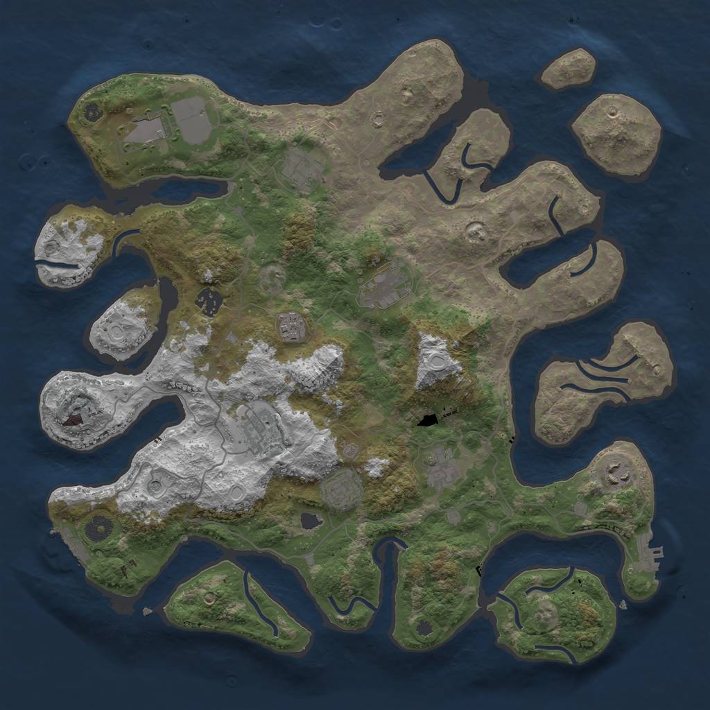 Rust Map: Procedural Map, Size: 4000, Seed: 502875699, 17 Monuments