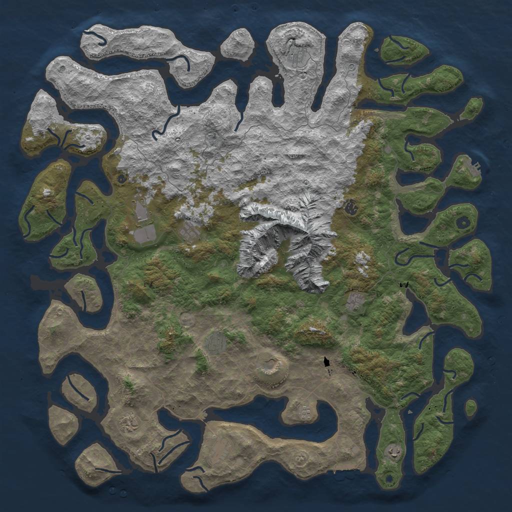 Rust Map: Procedural Map, Size: 6000, Seed: 1268502623, 19 Monuments