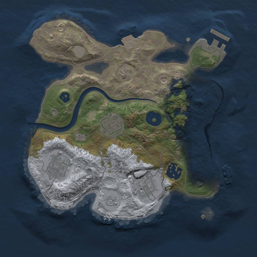Rust Map: Procedural Map, Size: 2500, Seed: 1846826147, 9 Monuments