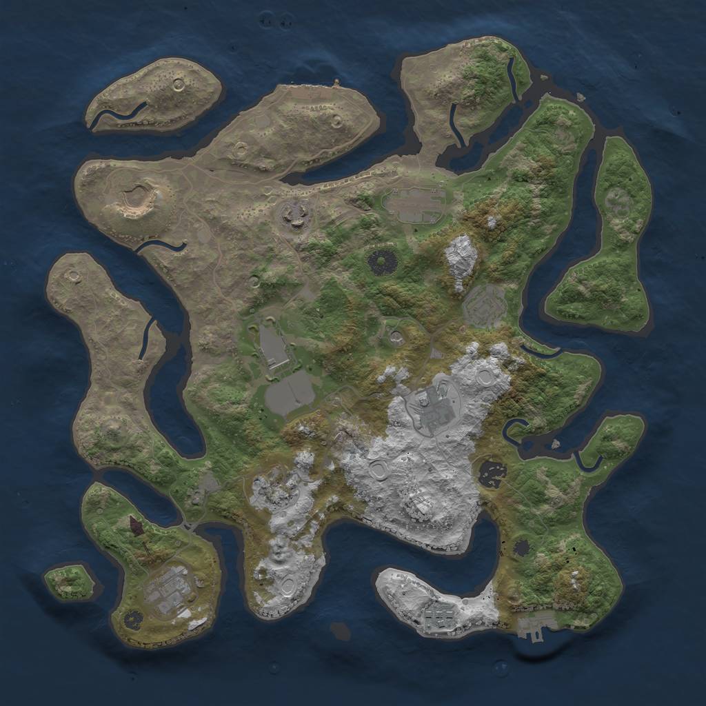 Rust Map: Procedural Map, Size: 3800, Seed: 9501910, 18 Monuments