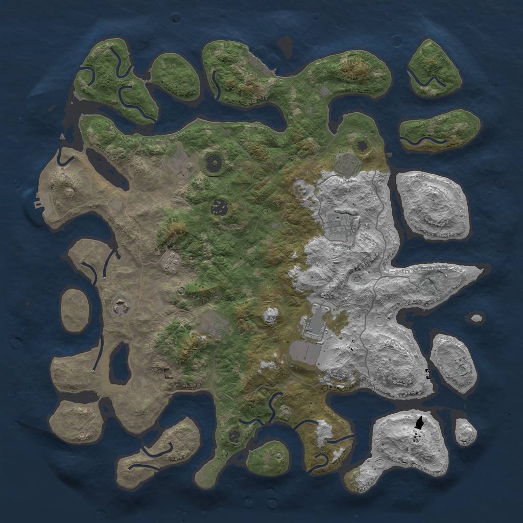 Rust Map: Procedural Map, Size: 4500, Seed: 1205, 16 Monuments