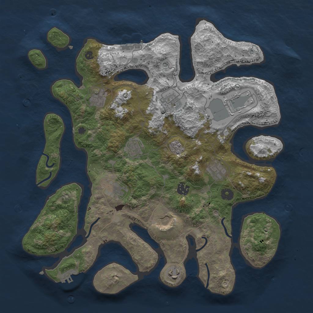 Rust Map: Procedural Map, Size: 3750, Seed: 45750, 18 Monuments