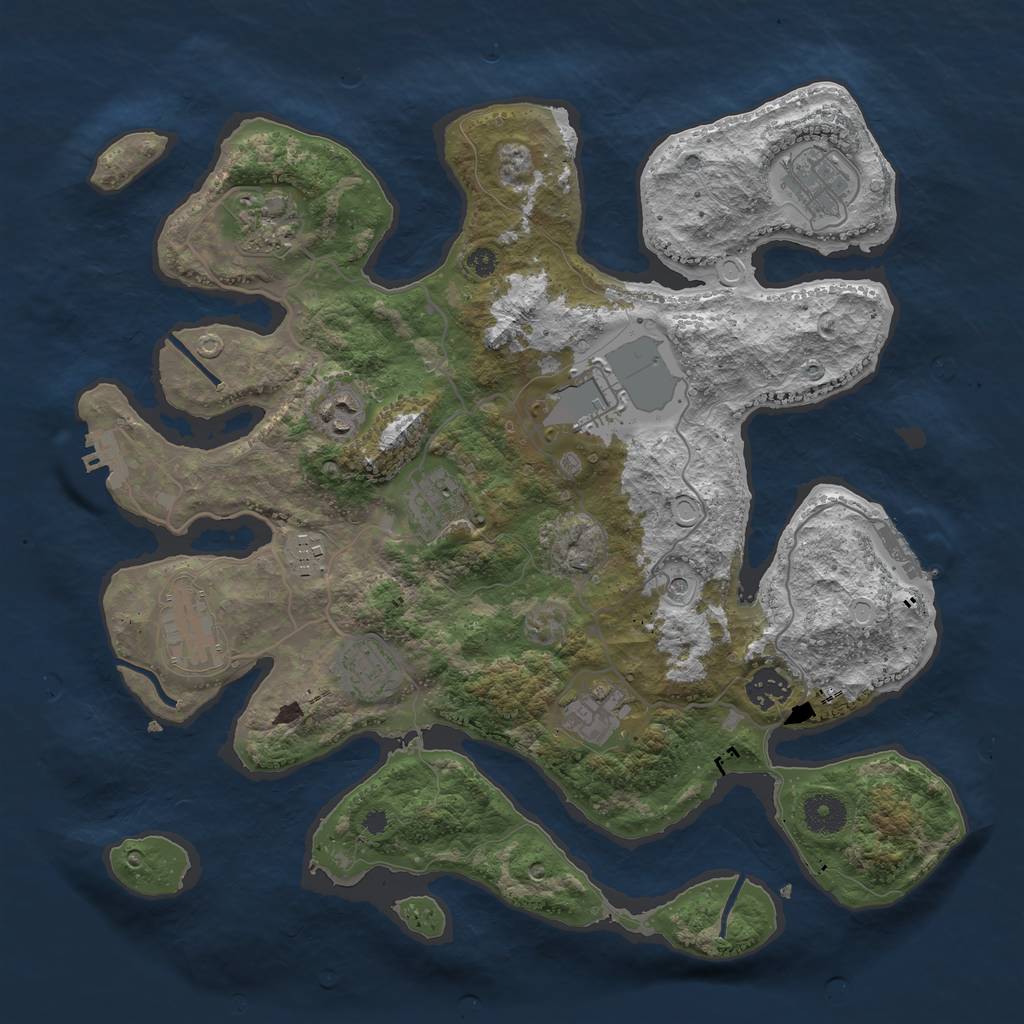 Rust Map: Procedural Map, Size: 3700, Seed: 1300920728, 18 Monuments