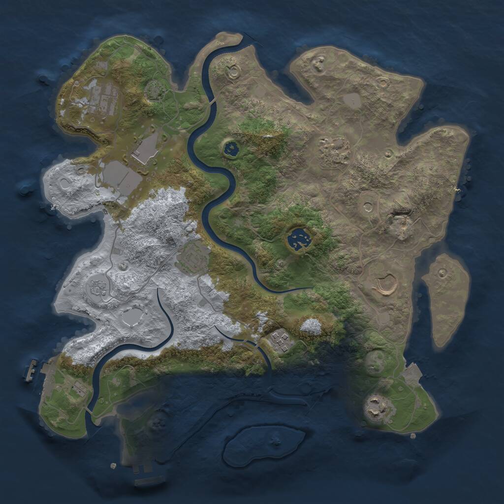 Rust Map: Procedural Map, Size: 3500, Seed: 2067277073, 14 Monuments