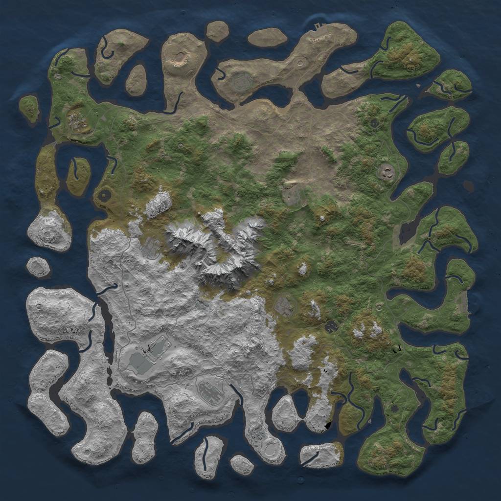 Rust Map: Procedural Map, Size: 6000, Seed: 135, 19 Monuments