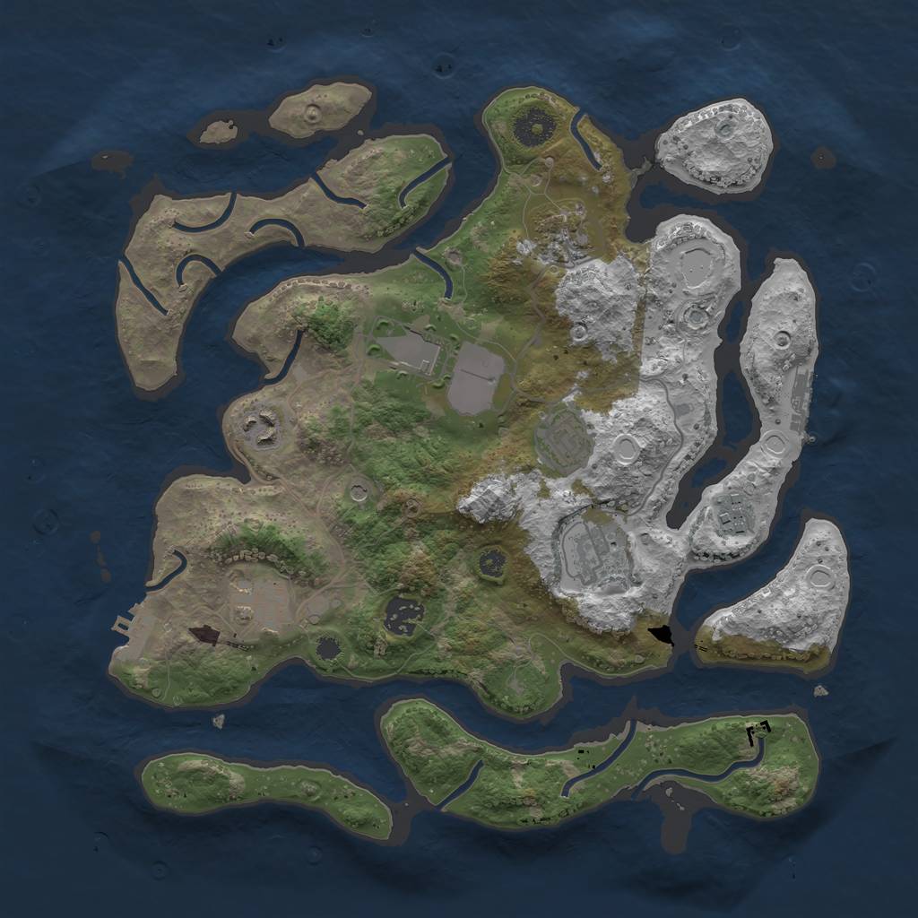 Rust Map: Procedural Map, Size: 3500, Seed: 894574966, 16 Monuments