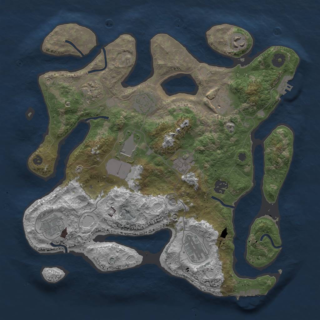 Rust Map: Procedural Map, Size: 3500, Seed: 1083239740, 17 Monuments