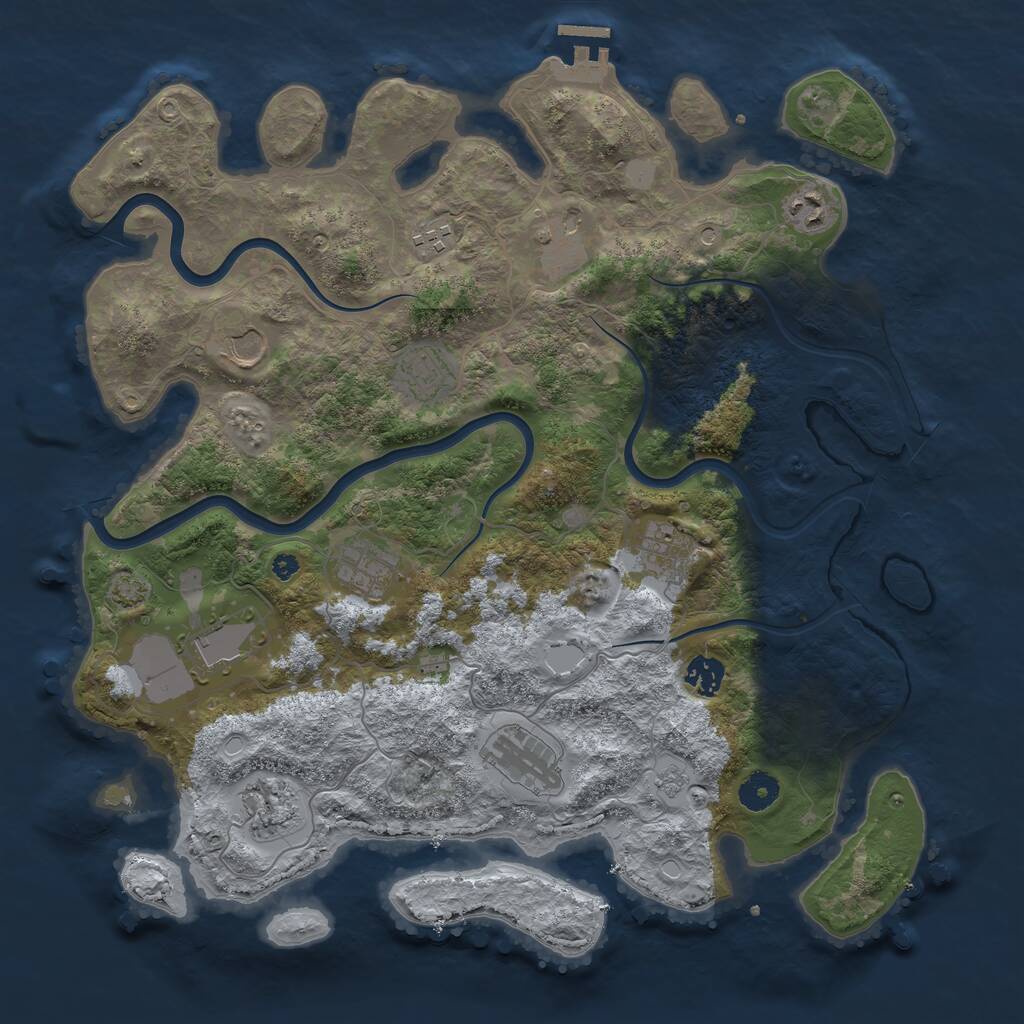 Rust Map: Procedural Map, Size: 3950, Seed: 731386763, 16 Monuments