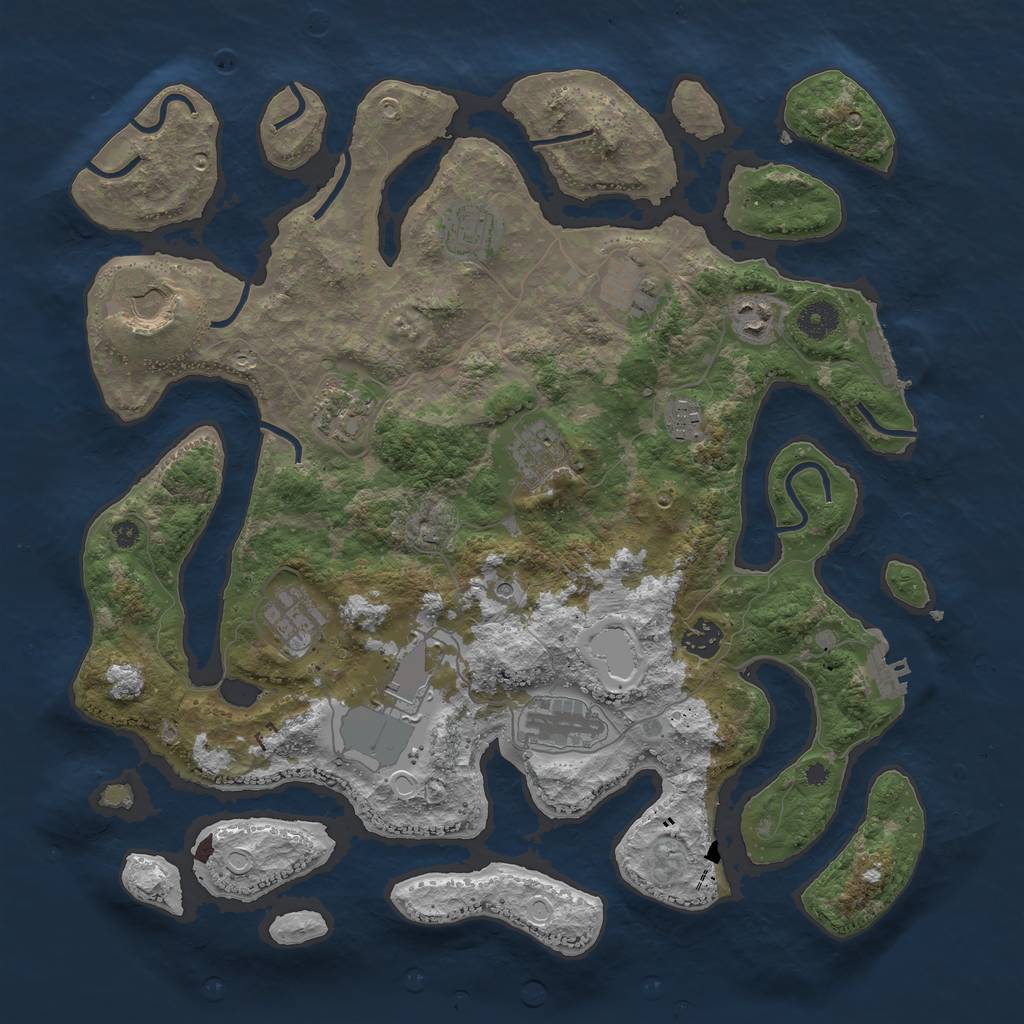 Rust Map: Procedural Map, Size: 3950, Seed: 731386763, 19 Monuments