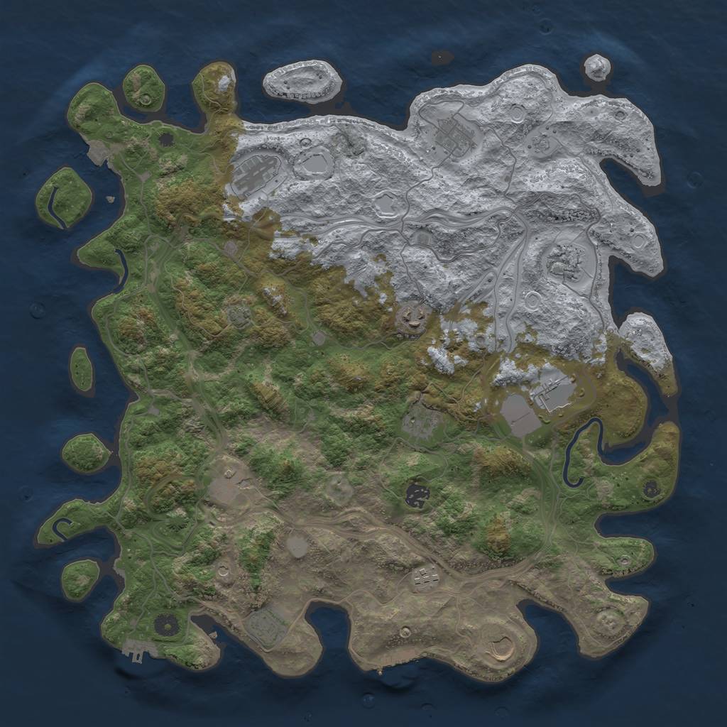 Rust Map: Procedural Map, Size: 4500, Seed: 43194, 19 Monuments