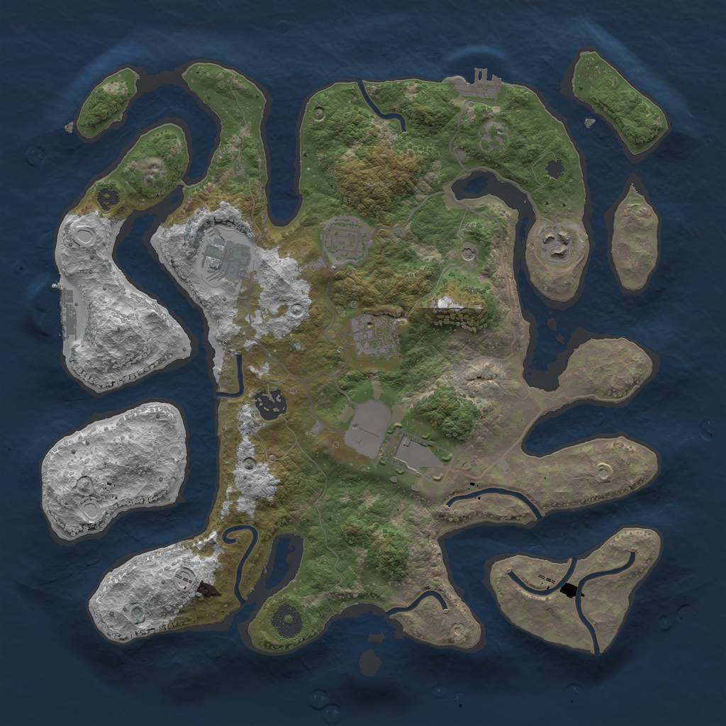 Rust Map: Procedural Map, Size: 3500, Seed: 598487, 14 Monuments