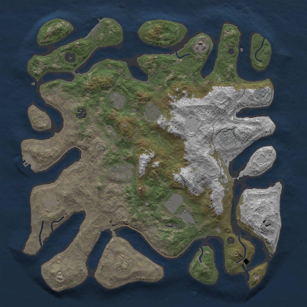 Rust Map: Procedural Map, Size: 4250, Seed: 100000, 18 Monuments