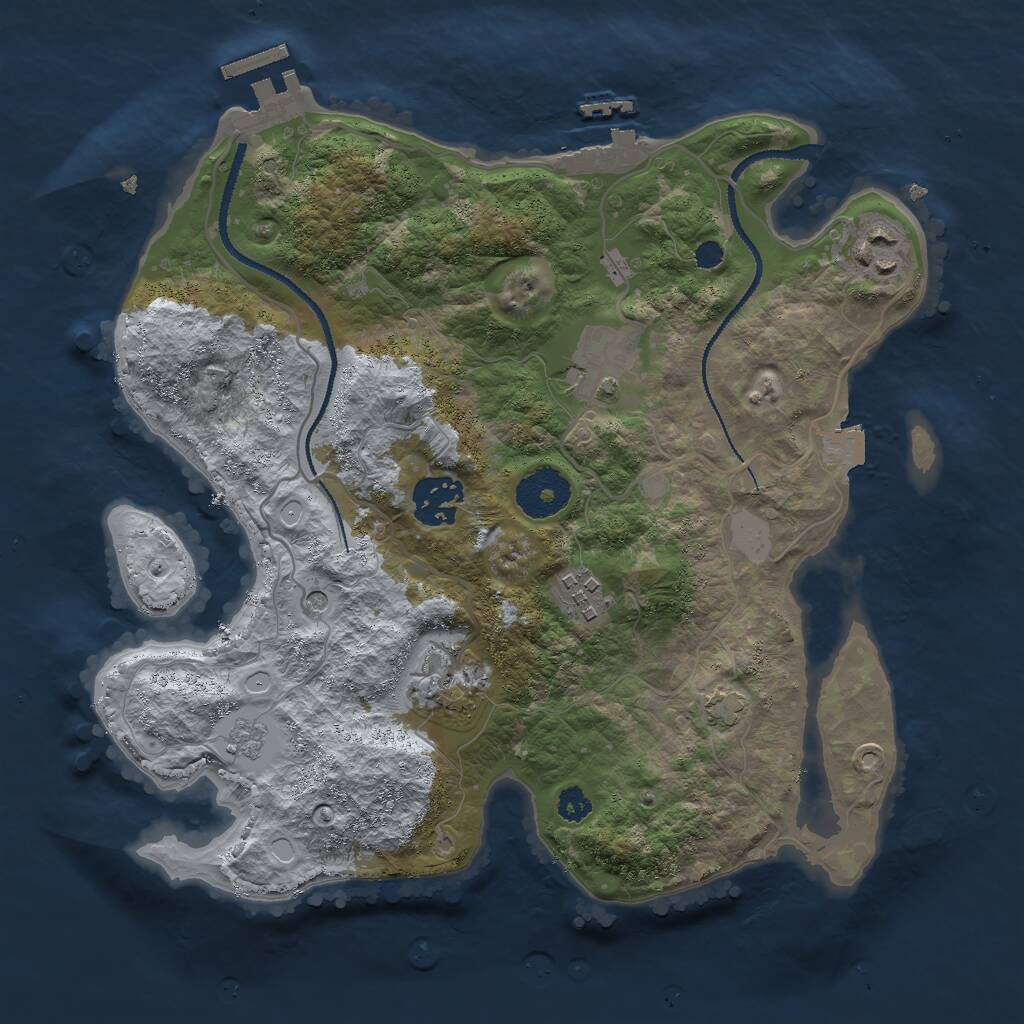 Rust Map: Procedural Map, Size: 3000, Seed: 240268540, 11 Monuments