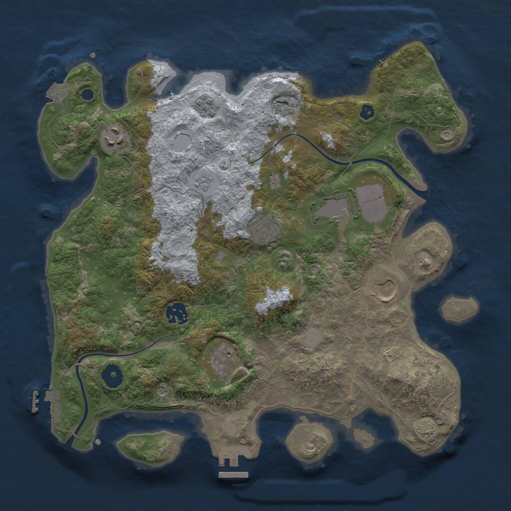 Rust Map: Procedural Map, Size: 3500, Seed: 105645477, 13 Monuments