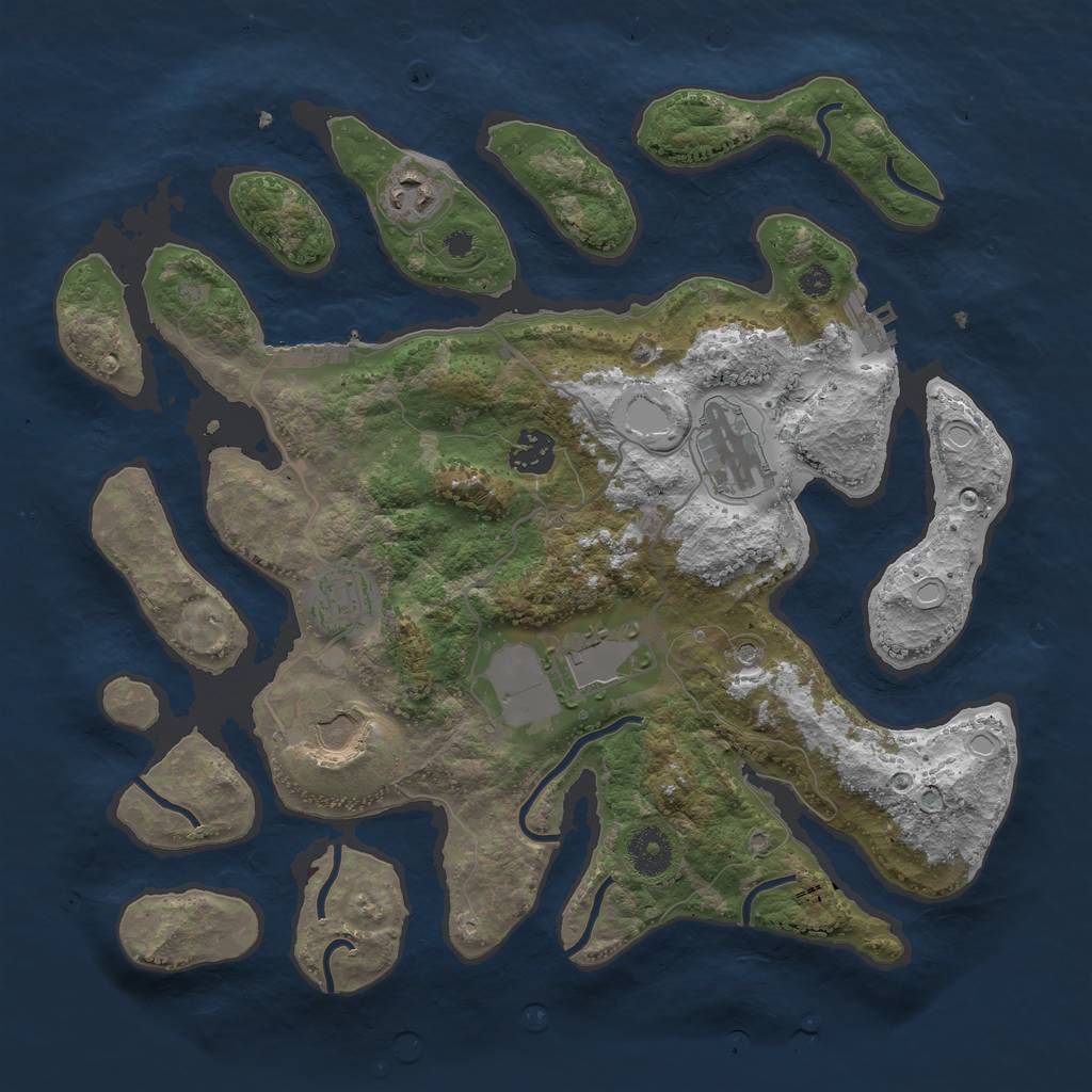 Rust Map: Procedural Map, Size: 3550, Seed: 322739, 14 Monuments