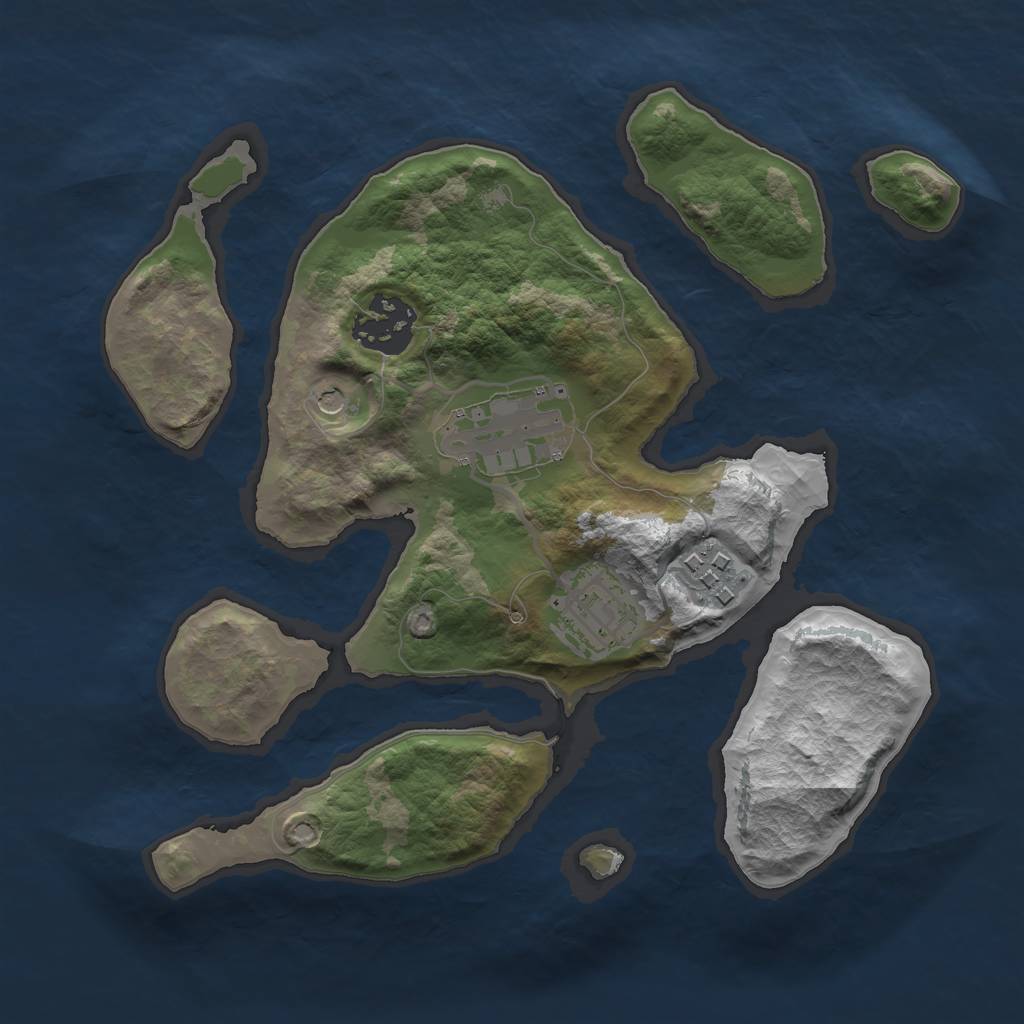 Rust Map: Barren, Size: 2500, Seed: 42344, 7 Monuments