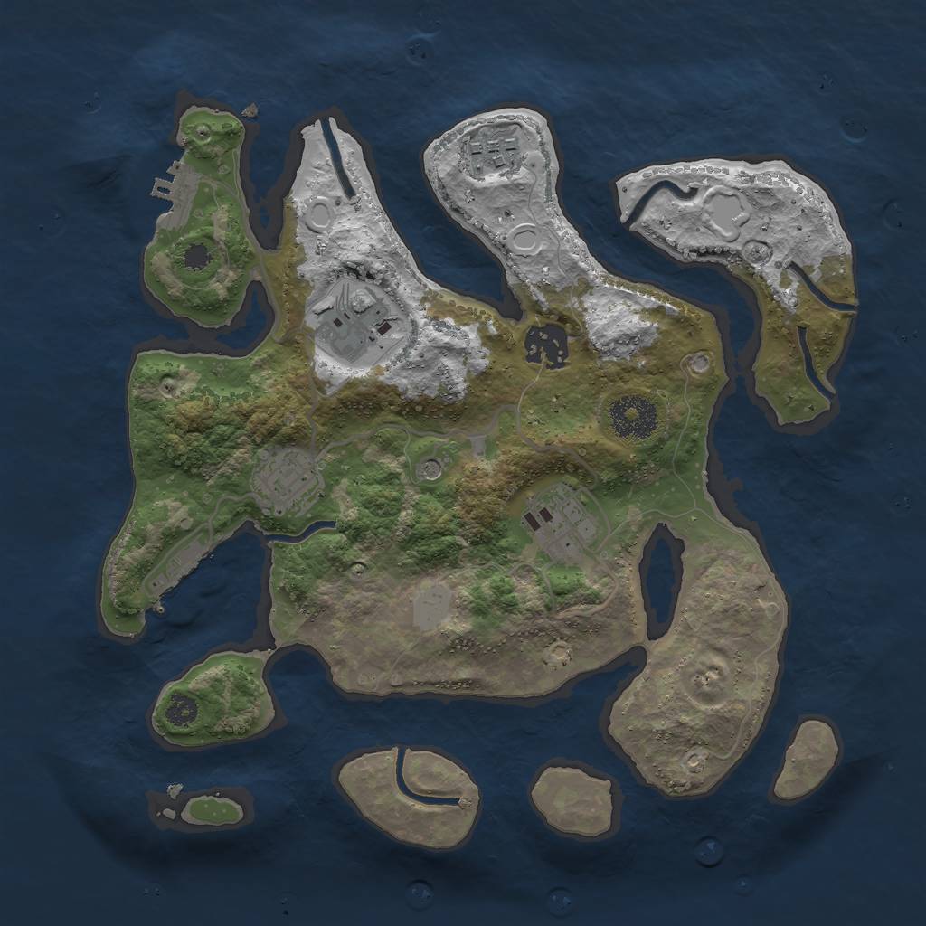 Rust Map: Procedural Map, Size: 3000, Seed: 2362273, 13 Monuments