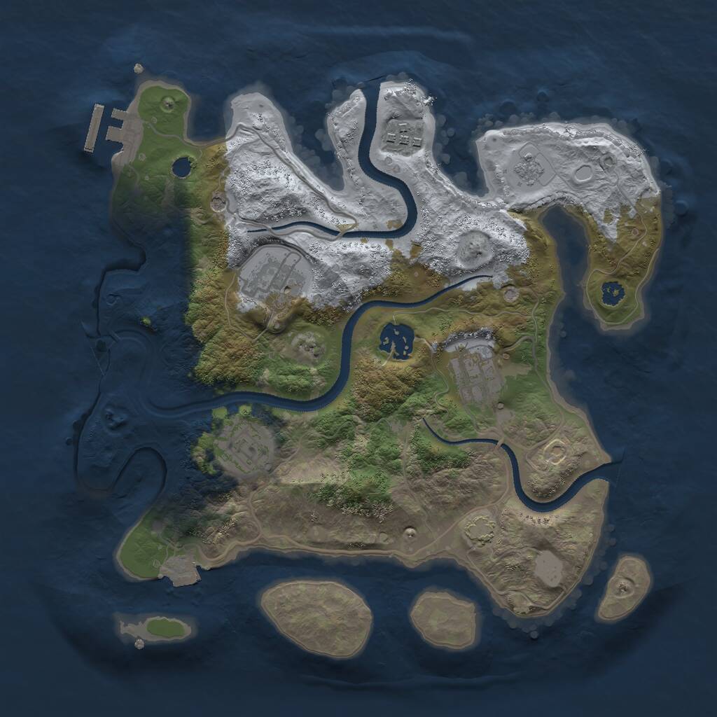 Rust Map: Procedural Map, Size: 3000, Seed: 2362273, 10 Monuments