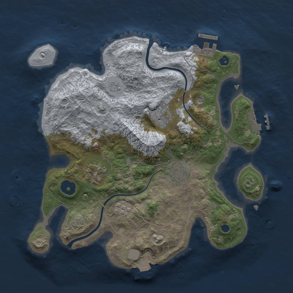 Rust Map: Procedural Map, Size: 3000, Seed: 90221, 10 Monuments