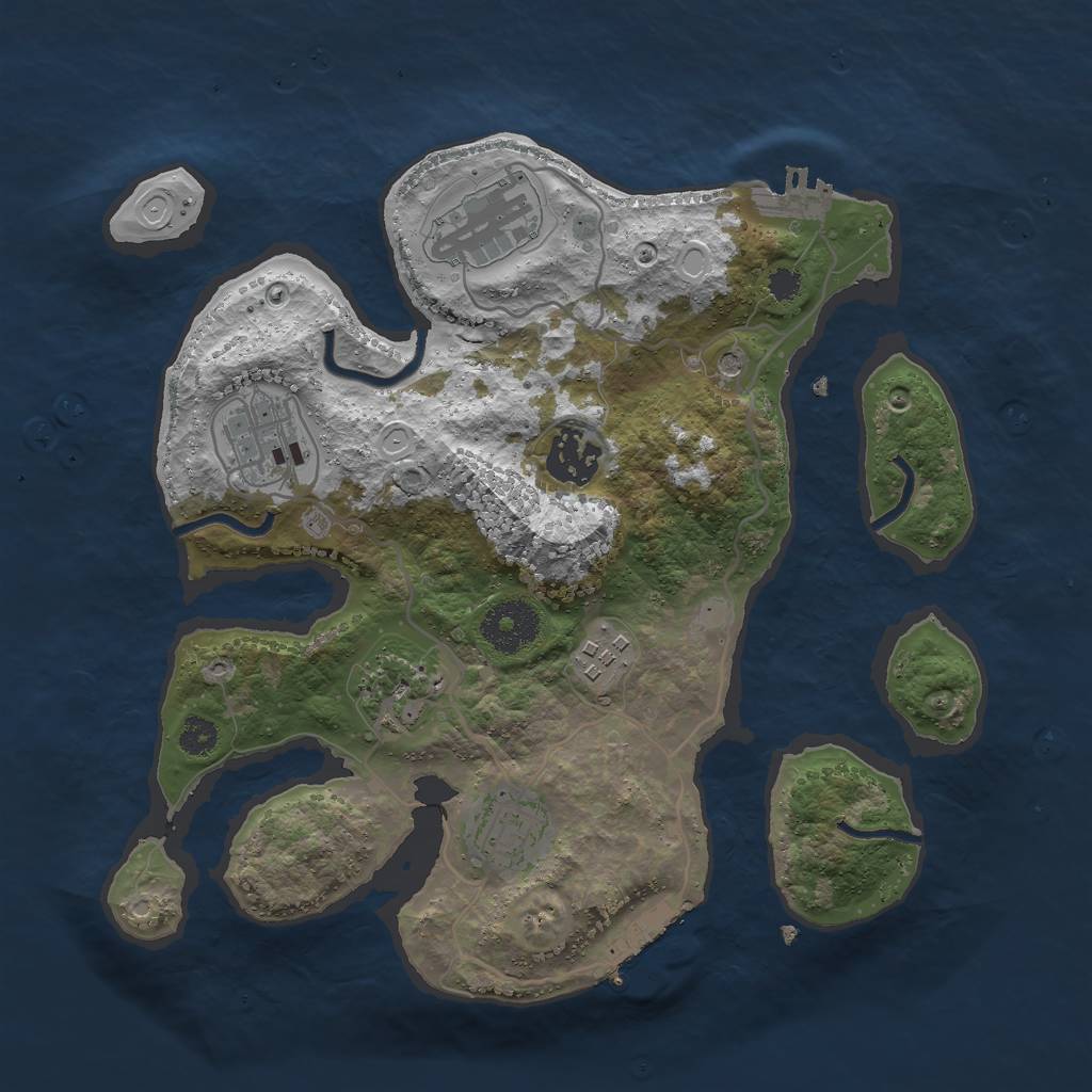 Rust Map: Procedural Map, Size: 3000, Seed: 90221, 14 Monuments