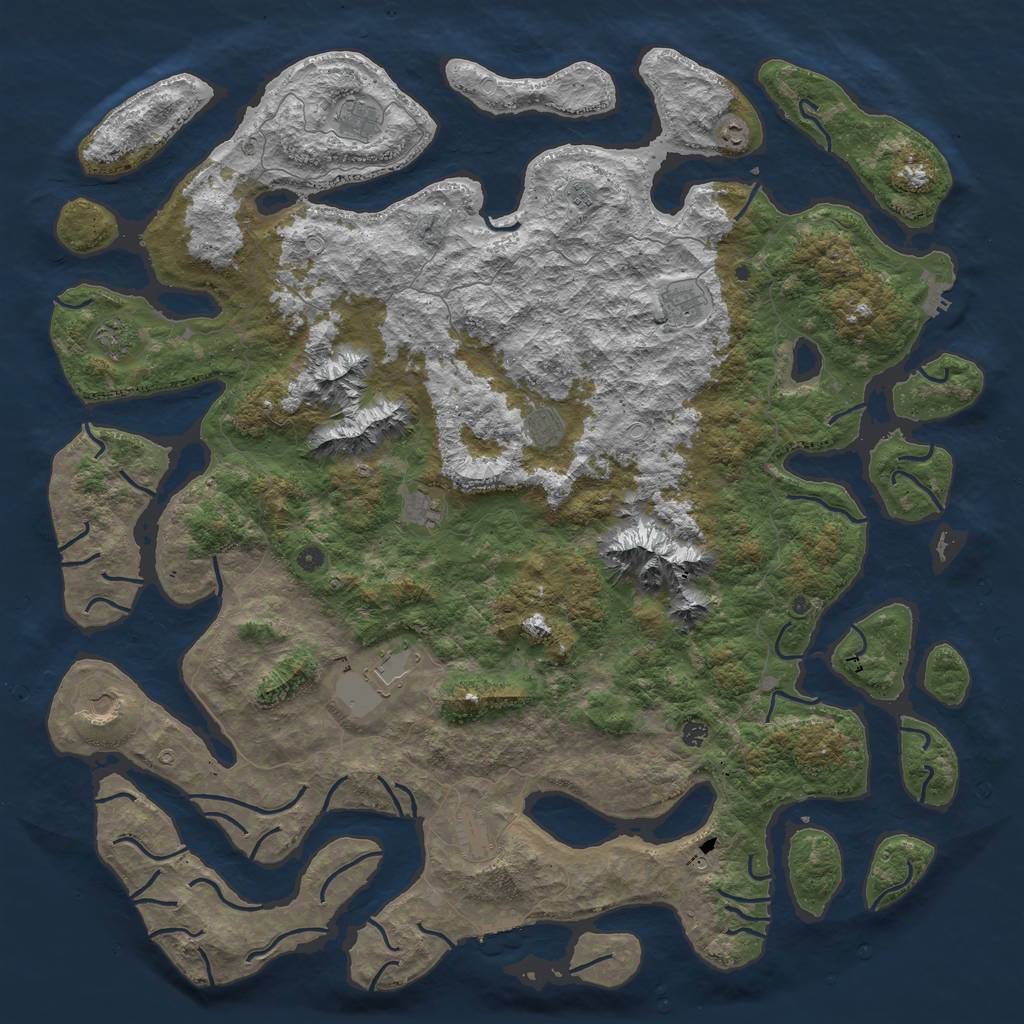 Rust Map: Procedural Map, Size: 6000, Seed: 91011, 19 Monuments